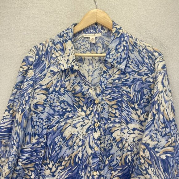 JM Collection Button Up 100% Linen‎ Shirt Womens 22W 3/4 Sleeve Lightweight Top - Picture 7 of 13